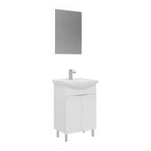 Orka Purus 55 Cm Parlak Beyaz Düz Aynalı Banyo Dolabı Takımı Ayaklı Beyaz