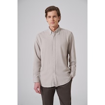 Morven Erkek Taş Pamuk Trend Düz Regular Fit Düğmeli Yaka Gömlek 26ms004018870 Taş