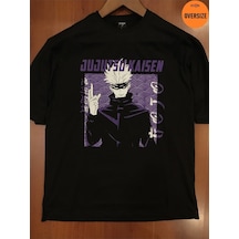 Kalic Studio Jujutsu Kaisen Baskılı Anime Oversize Siyah Siyahorj344