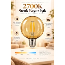 G95 Dimmerli Rustik Gün Işığı 2700k Amber Led Ampul Filament E27 Duylu Filamanlı Edison Ampül Diğer