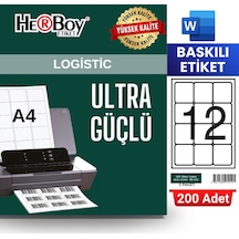 Herboy Hb-1012 63,5 X 72 Mm A4 Baskılı Laser Etiket 200 Adet