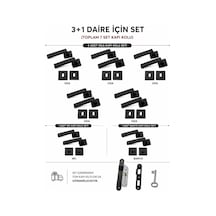 Lama Kare Rozetli Kapı Kolu 7'li Kapı Kolu Ve 40mm Sessiz Kilit Set 3+1 Daire Için Geçerli Siyah