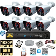 8 Kameralı 320 Gb Hdd 5mp Lensli 1080p Fullhd Kamera Seti - Su Gecirmez- Sabit İp Gerektirmez