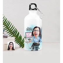 Kişiye Özel Bayan Genel Müdür Karikatürlü Metal Suluk (500 Ml.) 1