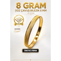 22 Ayar 8 Gram Düz Şarnel Çavuş Ajda Bilezik 8 Mm Gold Altın Bilezik Düğün Nişan