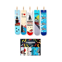 Carnaval Socks 5'li Istanbul Tema Desenli Renkli Çorap Seti Renkli