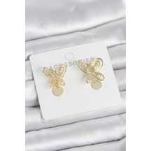 Füsun Küpesi Model Gold Renk Kelebek Model Pirinç Kadın Küpe 5886 Çok Renkli 82953076