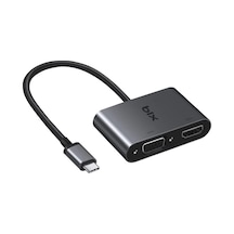 Bx14hb Usb-c 3.1 Hdmı Vga Macbook Uyumlu Çoklu Port Çevirici Adaptör Hub 4k Destekli Taşınabilir