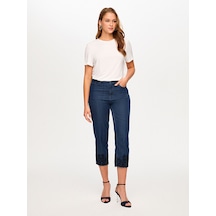 Faik Sönmez Paçası Nakış Detaylı Straıght Fıt Liyoselli Jean Capri S26jcp003 Us26jcp00327 İndigo