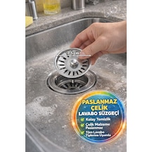 Paslanmaz Çelik Lavabo Süzgeci 8 Cm Gider Tıpası Mutfak Banyo Koku Önleyici Filtre