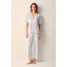 Suwen Celina Gömlek Yaka Pijama Takımı Sh26608660b956 Mavi