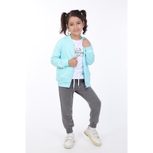 Toontoy Kids Toontoy Kız Çocuk 3lü Baskılı Eşofman Takım Su Yeşili