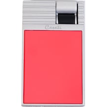 Caseti Tek Torch Perde Alev Kırmızı Gümüş Metal Puro Çakmağı