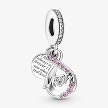 Nur Silver Anne ve Sonsuzluk İşareti Çift Sallantılı Gümüş Charm - NUR-CM00215
