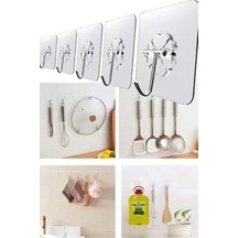5 Adet Şeffaf Güçlü Duvar Askısı Askılığı Yapışkan Vantuz Kanca Mutfak Banyo Askı Beyaz Diğer