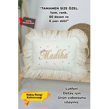 Gros Shop Müslin Yeni Doğan 4katlı Organik %100pamuk Kişiye Özgü Nakışlı Hastane Çıkış Seti Papatya Model-10 Ekru-2