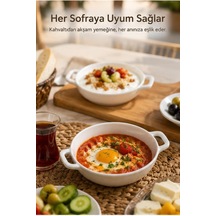 Çift Kulplu Beyaz Porselen Fırın Kabı Ve Servis Kasesi 12x15 Cm - Kahvaltılık Meze Ve Sufle Güveç Tabağı Diğer