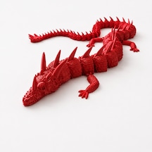 55 Cm Hareketli 3d Baskı Kırmızı Ejderha Figürü Eklemli Dragon Dekoratif Koleksiyonluk Fantastik Masaüstü Süs