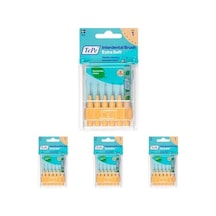 Blister X-soft 0.45 Mm - Turuncu Diş Arayüz Fırçası 1x 6 Adet 4 Paketi Açık Ahşap