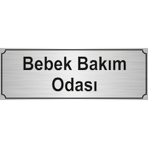 Bebek Bakım Odası Yönlendirme Levhası 7Cmx20Cm Gümüş Renk Metal