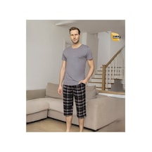 Aydoğan Erkek Modal Patlı Kısa Kollu Pijama Takımı Gri