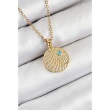 316l Çelik Zirkon Taşlı Madalyon Model Gold Renk Kadın Kolye - Tj-bko10367 Çok Renkli