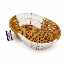 Oval Hasır K.rengi - Beyaz Ekmek Sepeti 28x20cm 5332 100