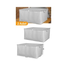 2 Adet - Maxi Boy Gri Benekli Yastık / Battaniye Hurcu - 70x45x40 Cm Polipropilen 75 X 45 Gri Diğer