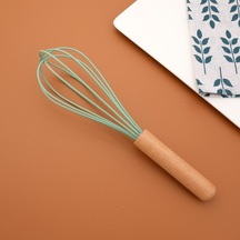 Yeşil 1 Adet Ahşap Saplı Yumurta Çırpıcı Silikon Mutfak Pişirme Araçları Is Dayanıklı Yumurta Karıştırıcı Yumurta Çırpıcı 56465820
