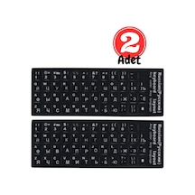 MN6 MR01 Rusça İngilizce Klavye Sticker 2 Adet Laptop PC Uyumlu Silinmez Yapışkanlı Harf Çıkartması