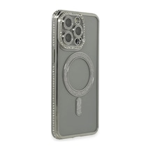 Apple Uyumlu iPhone 15 Pro Uyumlu Kılıf Joke Simli Magneticsafe Kılıf - Gri