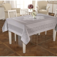 Pano Clas Sıvı Geçirmez Jumbo Masa Örtüsü Dertsiz Kumaş 160x220 8 Kişilik Gri