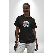 Bull Terier Köpek Gözlük Renkli Pamuklu Bisiklet Yaka Unisex Oversize Boyfriend Dijital Baskılı Siyah T-shirt Siyah Bull Terier Köpek Gözlük Renkli Pamuklu Bisiklet Yaka Unisex Oversize Boyfriend Dijital Baskılı Siyah T-shirt Siyah
