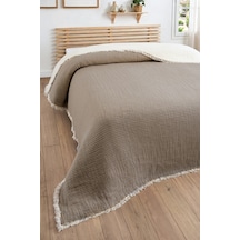 Tek Kişilik Müslin Yatak Örtüsü - 5 Katlı, Dolgulu, %100 Pamuk Müslin Yorgan - 160x220 Cm-kahverengi Kahverengı