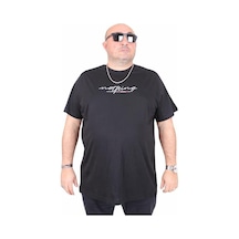 Starbattal Erkek Büyük Beden Sıfır Yaka Tişört Nothing 25173 Sıyah Siyah