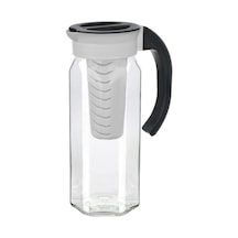 Kapaklı Sügeçli Cam  Su Şişesi 1500 Ml.cam Sürahi Siyah Lacivert