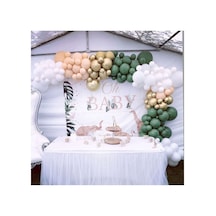 Krom Gold Koyu Yeşil Beyaz Somon Balon Zinciri 100 Adet Mix