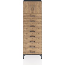 Arges Dolap 2 Raflı 8 Çekmeceli 2 Kapaklı 60x30x182 Antrasit-çam Antrasit