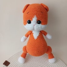 Turuncu Beyaz Amigurumi Kedi 0211 - Turuncu