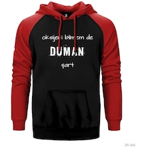 Duman Şart Kırmızı Reglan Kol Kapşonlu Sweatshirt Kırmızı