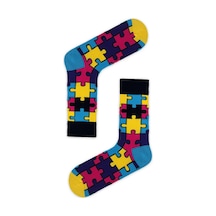 Carnaval Socks Renkli Puzzle Desenli Soket Çorap Çok Renkli