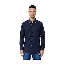 Arma Ar-ma Erkek Keten Gömlek Baskisiz Basic Düğme Kapamali Cepsiz Uzun Kollu Gömlek Dokuma Kumaş Regular Fit %60 Pamuk %40 Keten Y31485118102 Lacivert-l1