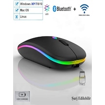 Kablosuz Fare Bluetooth Mouse Typec Şarjlı Sessiz Mac Windows Telefon Tablet Uyumlu 1600 Dpı 600ma Çok Renkli