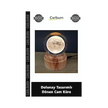 Özel Üretim Usb Gezegen Modeli Dekoratif Kristal Hediyelik Standlı Dolunay Tasarımlı Dönen Cam Küre