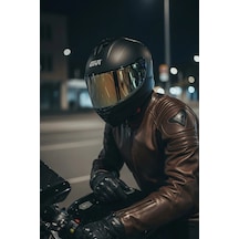 Gıvı 50.x Mat Siyah  1 Renkli 1 Şeffaf Vizörlü Motosiklet Kask Gold Vizör + Şeffaf