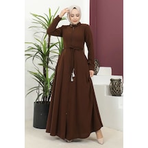 Burgu Kemerli Dokuma Kumaş Mevsimlik Mevlana Ferace - Taba / F0131 Taba