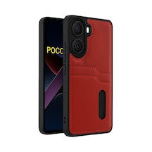 Poco X7 Pro Kılıf Sara Kartvizitli Deri Kılıf - Kırmızı Bz8683140846985