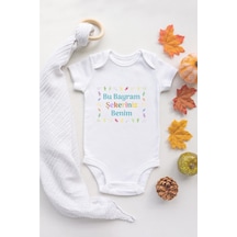 Tuğba Baby Özel Tasarım Bu Bayram Şekeriniz Benim Yazılı Bebek Body Beyaz Badi Zıbın Beyaz