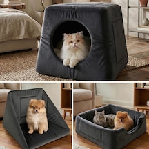 3in1 Kedi Köpek Yatağı Ve Oyujn Evi - Üç Fonksiyonlu Kedi Ve Küçük Irk Köpekler İçin Yatak-minder-yuva - 50 X