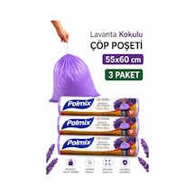 Orta Boy 55x60 Lavanta Kokulu Büzgülü Çöp Poşeti 30 Adet 3 Paket Çöp Torbası 40 Litre
